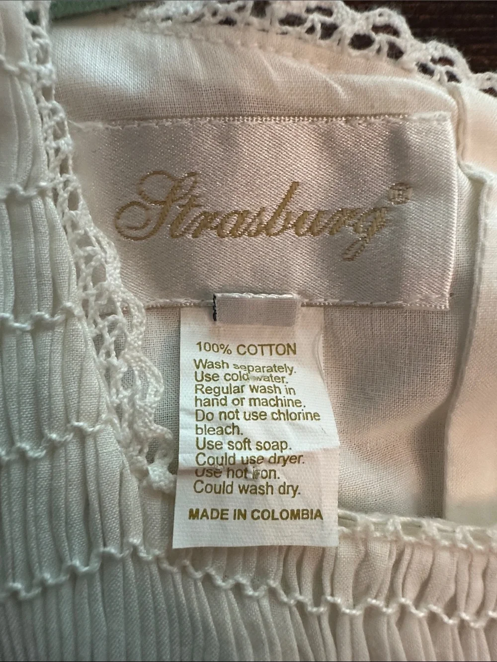 Strasburg girls 10 Cream Smocked Floral Bodice lined cotton sleeveless Dress